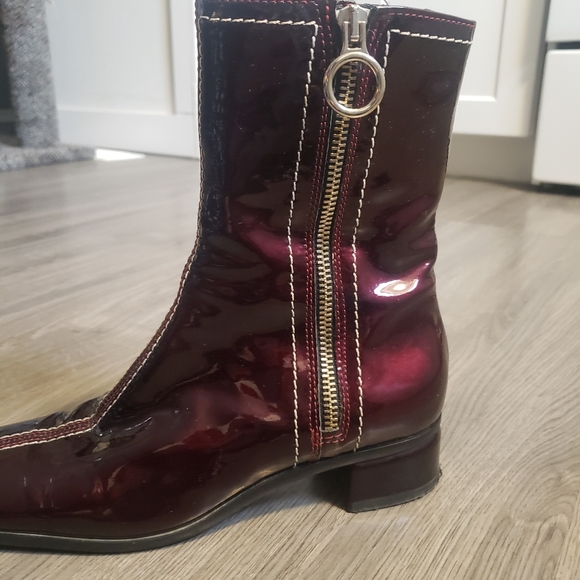 Burgandy Patent Leather Boots - Picture 4 of 5